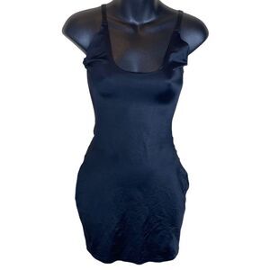 Spanx assets red hot label black dress slip seamless satin feel large mesh side